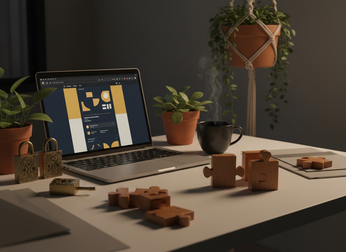 WordPress development workspace with escape room themed elements
